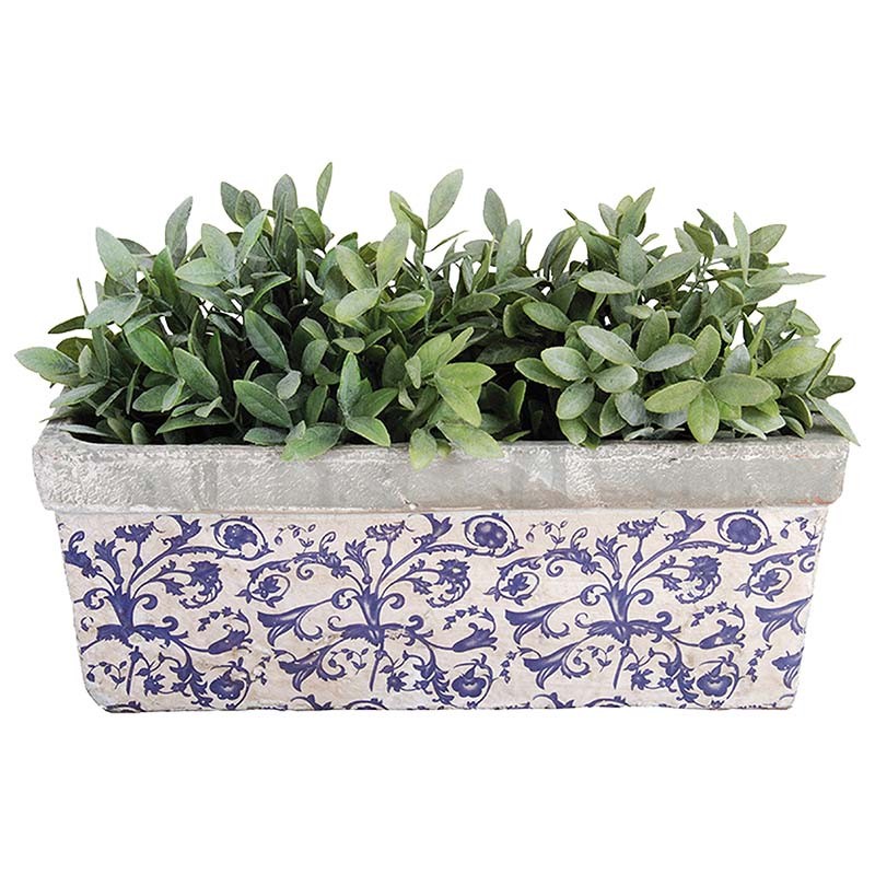 Esschert Design Blau-Weiss Keramik Blumenkasten (AC29