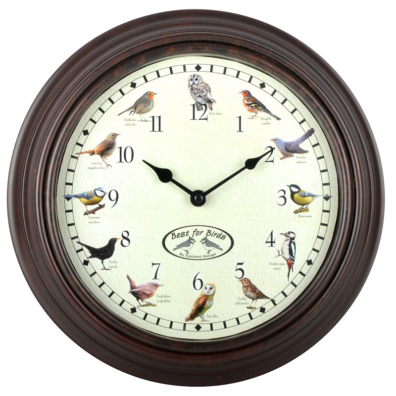 Esschert Design Uhr mit Vogelgezwitscher (FB416