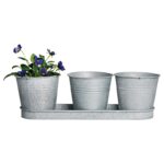 Esschert Design 3er Topfset auf Tray antikzink 0