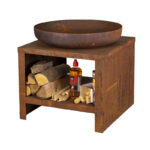 Esschert Design Feuerschale mit Holzfach 60 cm Rost (FF525 8714982215940) - 03