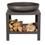 Esschert Design Feuerschale mit Holzfach 60 cm schwarz (FF526 8714982215957) - 04