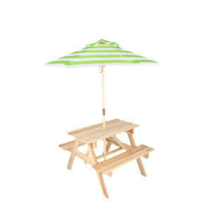 Esschert Design Kinder-Picknicktisch + Sonnenschirm (KG401) B 116 X T 100 X H 143,2 cm EAN 8714982297946 Nettogewicht 6,272 kg