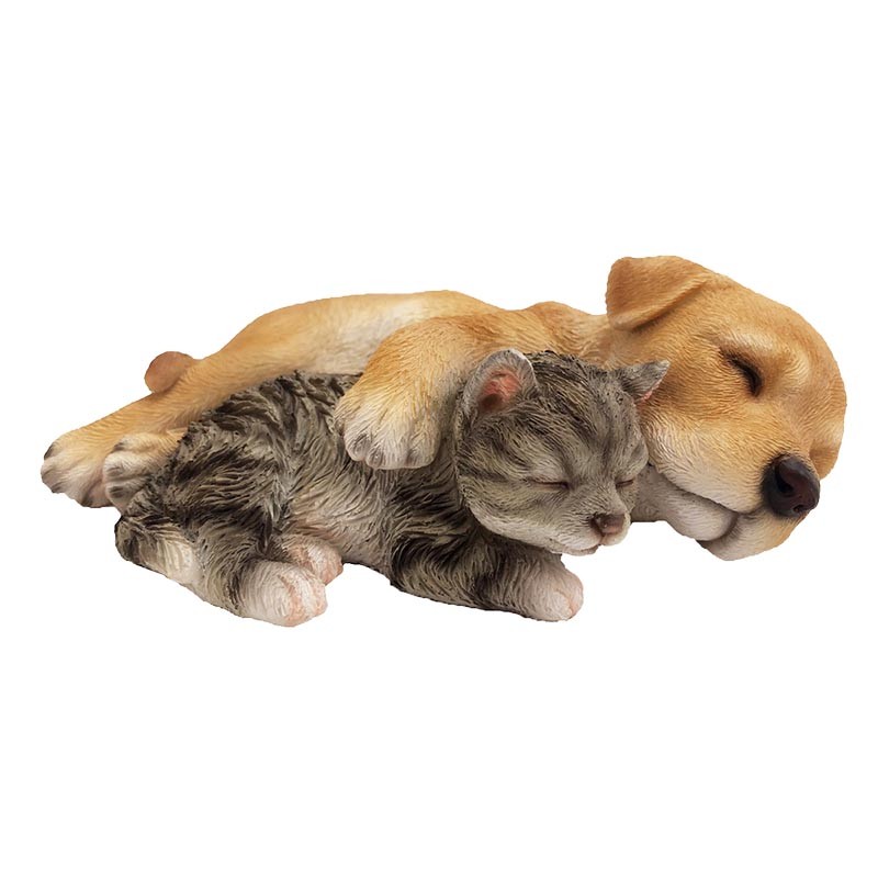 Esschert Design Labrador pup met kitten slapend (37000438