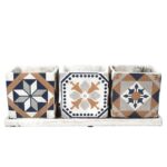 Esschert Design Portuguese tiles 3 pots on tray (AC179