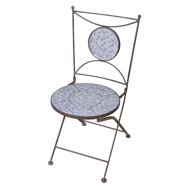 Esschert Design Chair aged ceramic blue/white (AC90
