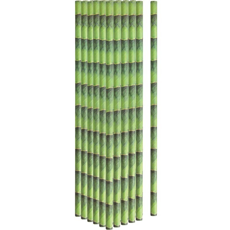Esschert Design Paper straw bamboo print set of 24 (C2090