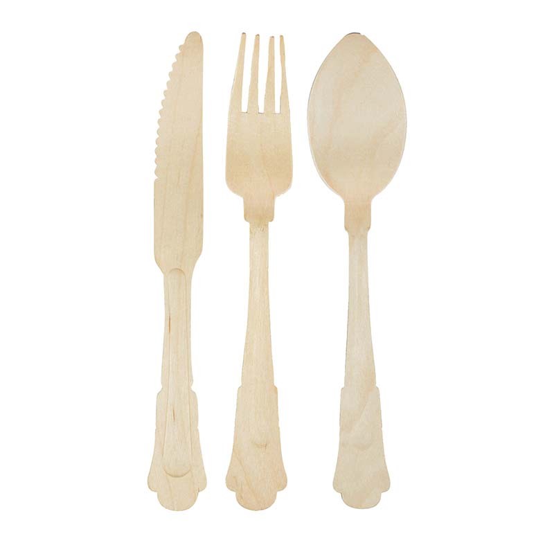 Esschert Design Wooden disposable cutlery set of 8 (C2094