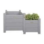 Esschert Design Square planters set of 2 grey (CF31G