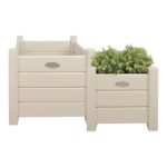 Esschert Design Square planters set of 2 white (CF31W