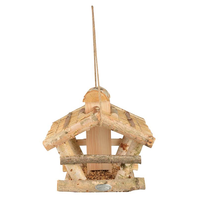 Esschert Design Birch hanging bird table with silo (FB314