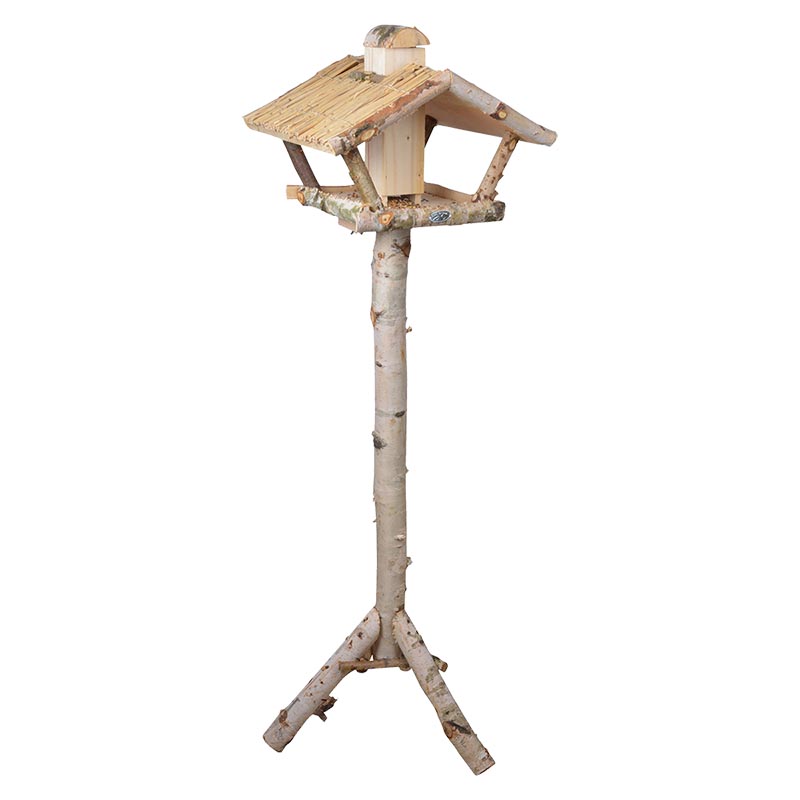 Esschert Design Birch bird table with silo on pole (FB316