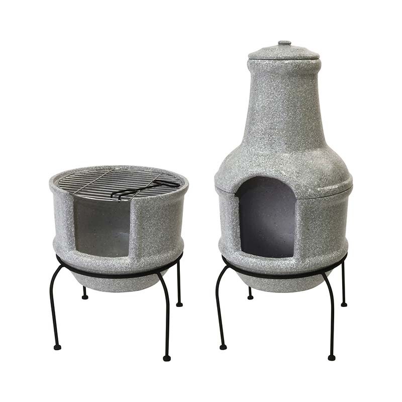 Esschert Design Firepit/ BBQ ceramic concretelook S (FF442