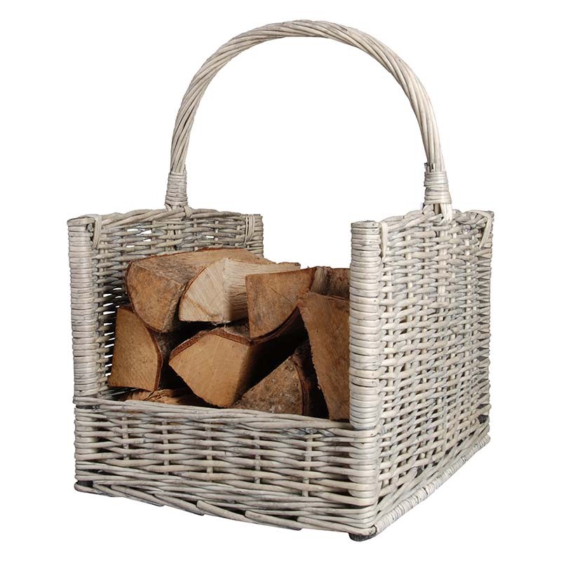 Esschert Design Wood log basket grey (MW42