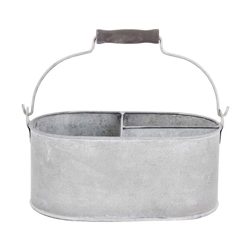 Esschert Design Tray/chest with 3 compartments small - Old zinc (OZ28