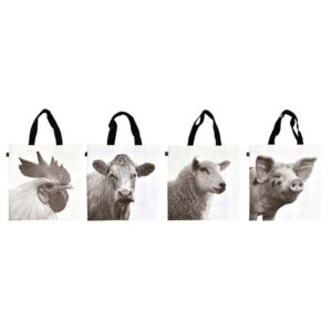 Esschert Design Shopping bag farm animals b/w L ass (TP326