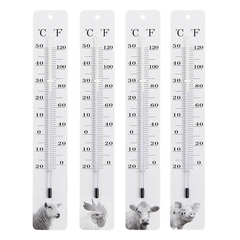 Esschert Design Thermometer boerderijdieren z/w (TP346