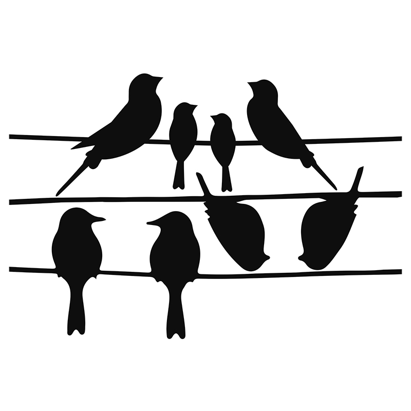 Esschert Design Window stickers birds on wire (FB576 8714982218927) - 01