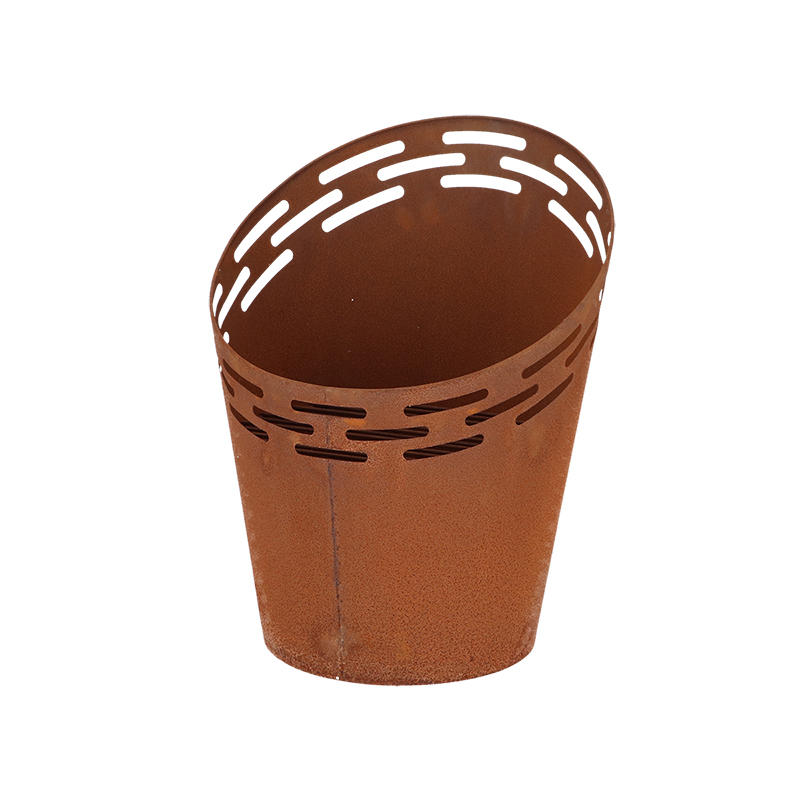 Esschert Design Fire bucket rust - laser cut stripes (FF511 8714982210419) - 01