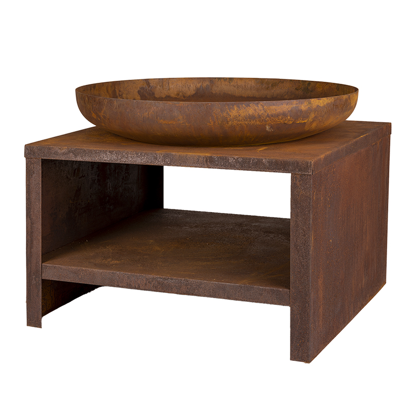 Esschert Design Fire bowl with wood storage 80 cm rust (FF527 8714982215964) - 01