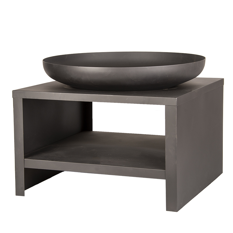 Esschert Design Fire bowl with wood storage 80 cm black (FF528 8714982215971) - 01