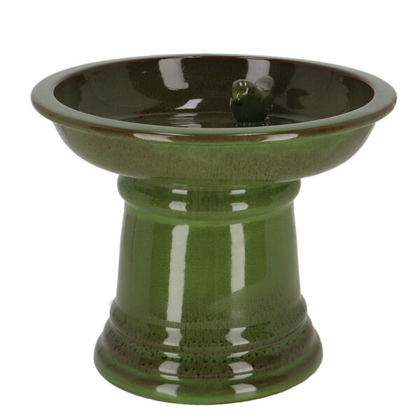 Esschert Design Bird bath ceramic on foot green S (FB657 8714982279997) - 1