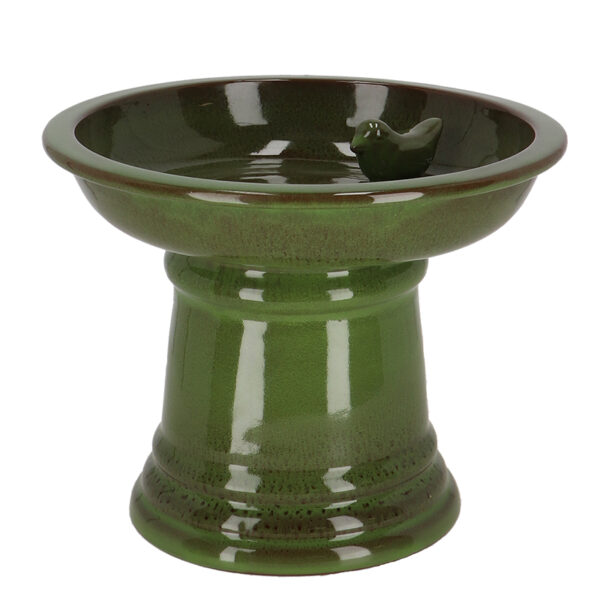 Esschert Design Bird bath ceramic on foot green S (FB657 8714982279997) - 2