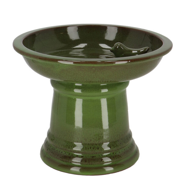 Esschert Design Bird bath ceramic on foot green S (FB657 8714982279997) - 3