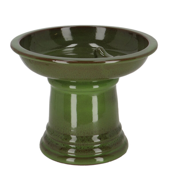 Esschert Design Bird bath ceramic on foot green S (FB657 8714982279997) - 4