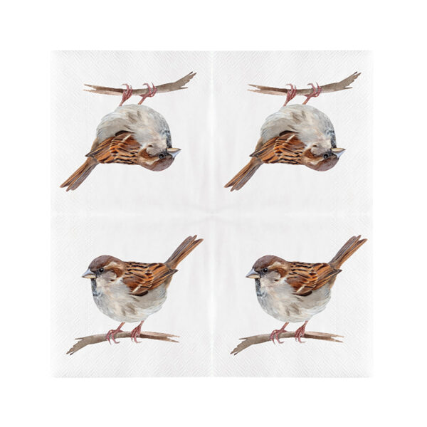 Esschert Design Paper napkins house sparrow 33x33cm (TP422 8714982286452) - 01