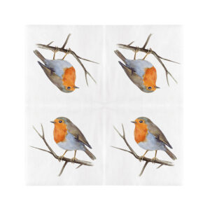 Esschert Design Paper napkins European robin 33x33cm (TP423 8714982286469) - 01
