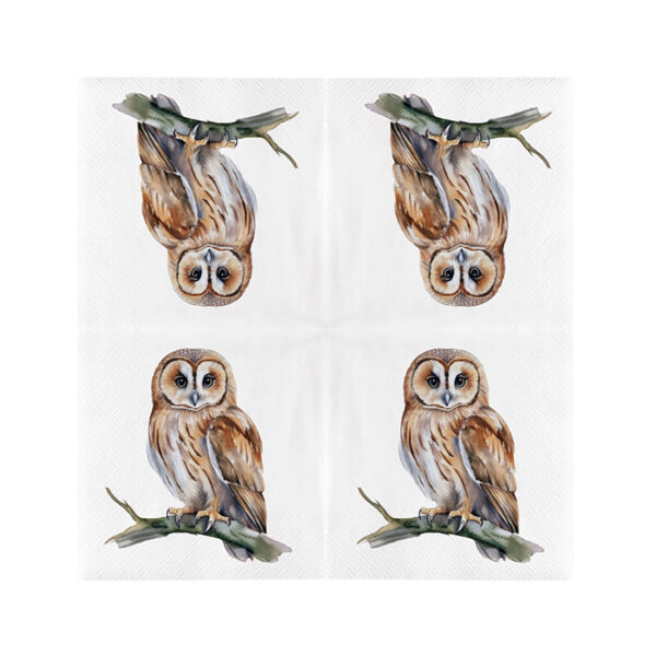 Esschert Design Paper napkins owl 33x33cm (TP424 8714982286476) - 01