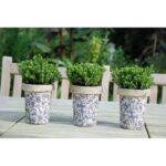 Esschert Design Pot de fleur en CP bleu/blanc – Image 2