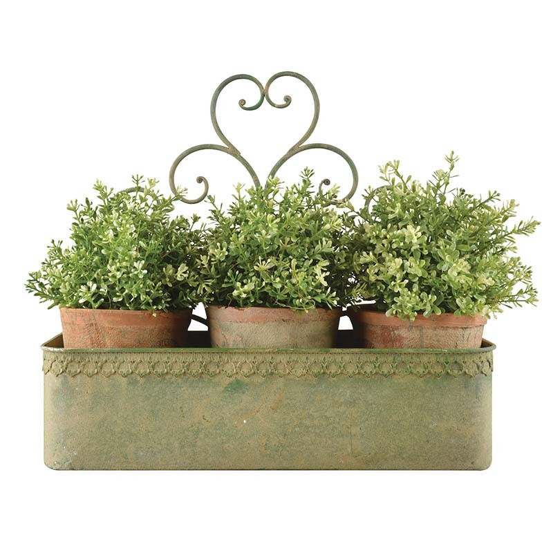Esschert Design Aged Metal Green wandplantenbak L (8714982130090