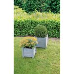 Esschert Design Ensemble de deux Planteurs carré gris – Image 6
