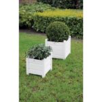 Esschert Design Ensemble de deux Planteurs carré blanc – Image 5