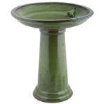 Esschert Design Bain oiseau sr pied c?ramique vert (8714982143427