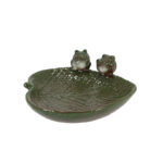 Vogelbad keramiek kikkers op blad – Image 3