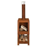 Esschert Design Chauffe terrasse rouillé+range bois (8714982142031