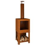 Esschert Design Chauffe terrasse rouillé+range bois – Image 3