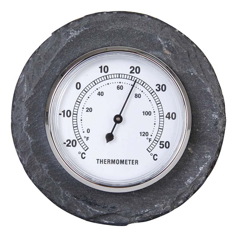 Esschert Design Thermometre ardoise/inox ronde (8714982059940