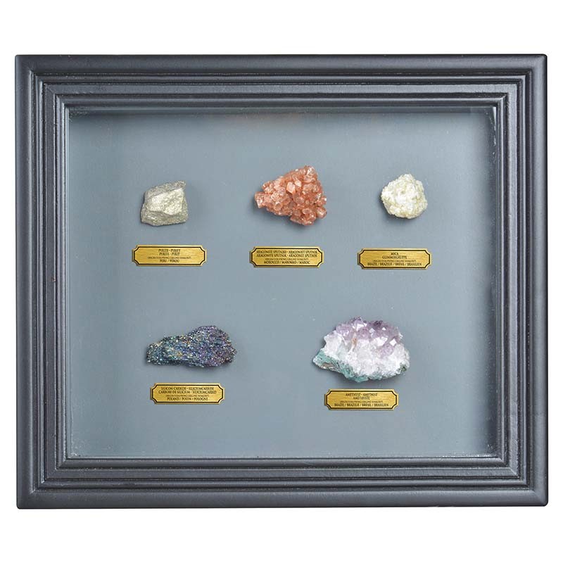 Esschert Design Collection de minéraux en cadre (8714982092725
