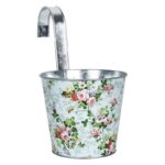 Esschert Design Cache pot+crochet zinc d?cor Roses (8714982136085