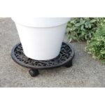Esschert Design Plateau roulettes rond, brun antique – Image 3