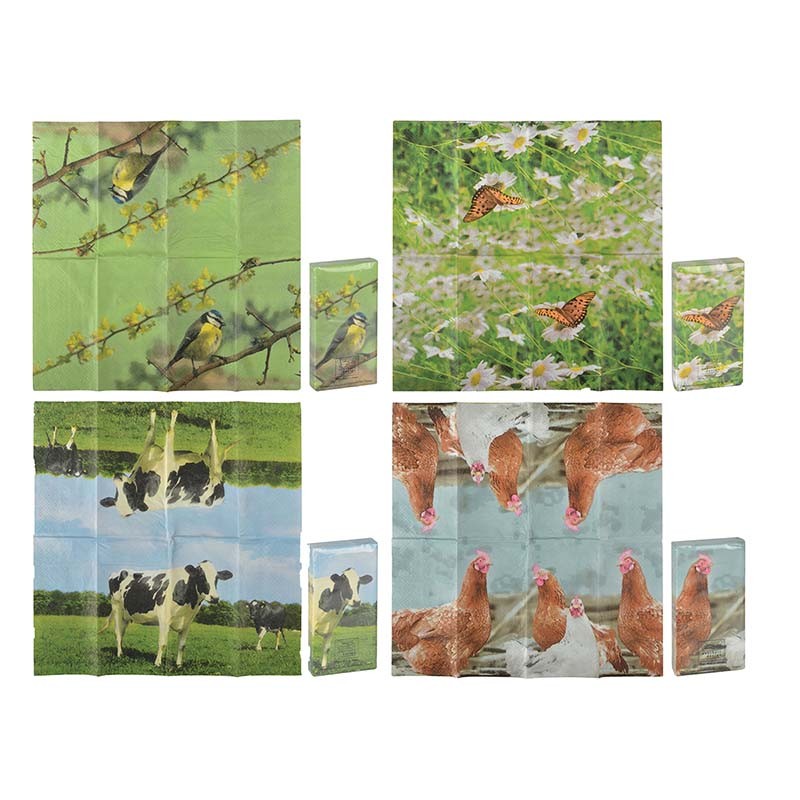 Esschert Design Mouchoirs imprimés nature set de 4 (8714982121500