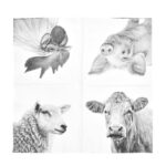Esschert Design Servetten boerderijdieren z/w L (8714982159701