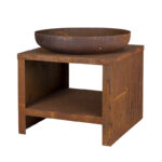 Esschert Design Braséro avec range bois 60 cm rouille (FF525 8714982215940) - 01