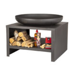 Esschert Design Braséro avec range bois 80 cm noir (FF528 8714982215971) - 03