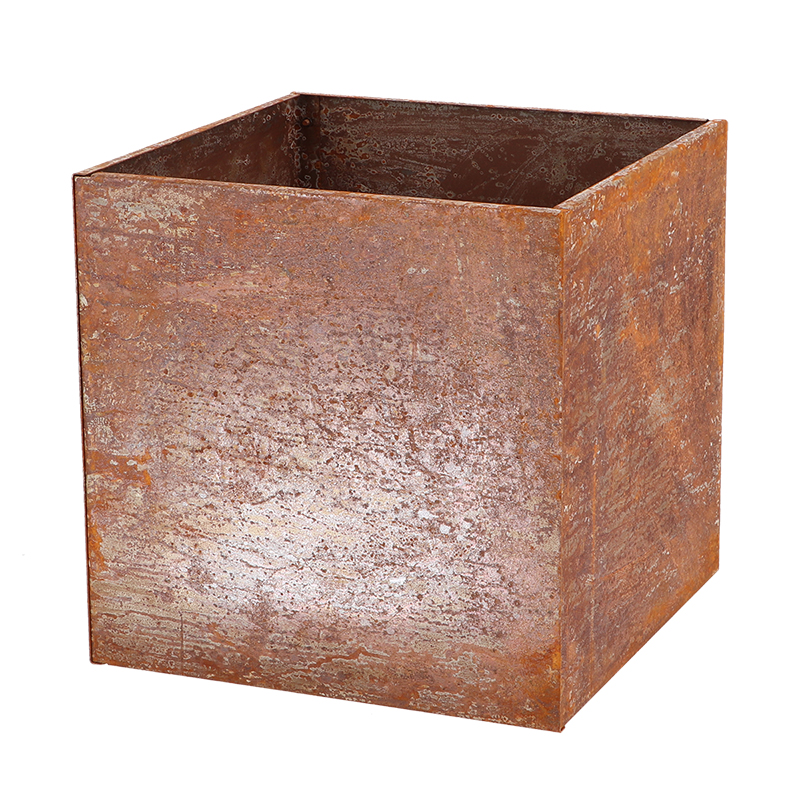 Esschert Design Pot de fleurs acier corten carré () - 01