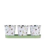 Bijenprint set 3 potjes op tray (BEE035