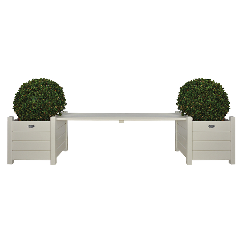 Esschert Design Set van twee plantenbakken met bank wit (CF33W
